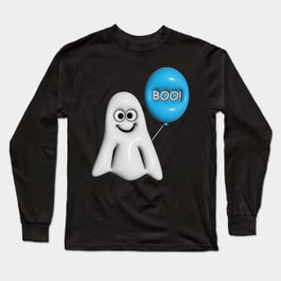 Boy Ghost with Blue Balloon Long Sleeve T-Shirt